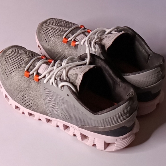 On Running Shoes - Women's On Cloud Sneakers - Gray and Orange